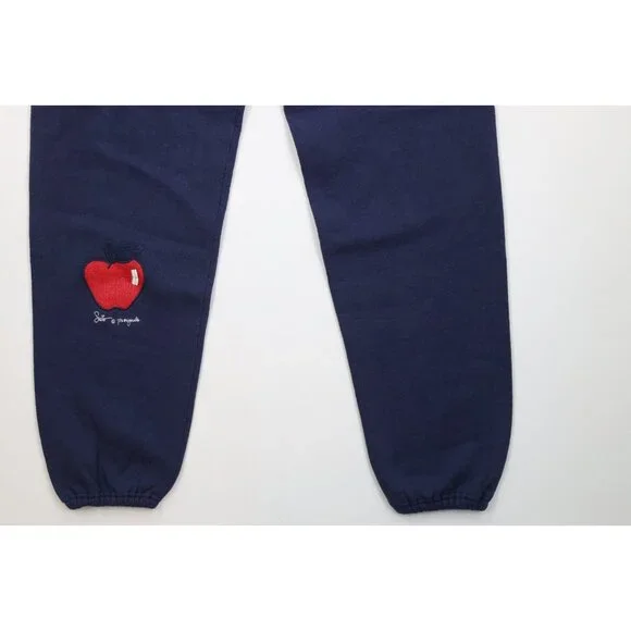 Vtg 90s Streetwear Mens Large Faded Apple Fruit Cuffed Sweatpants Joggers USA